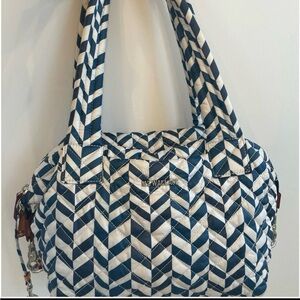 MZ Wallace Navy and White Shoulder Bag